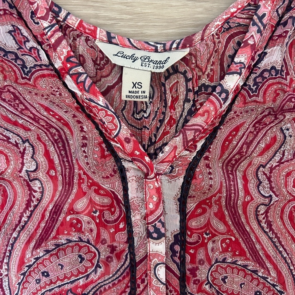 Lucky Brand Sheer Paisley Mesh Top (XS) - Picture 5 of 5